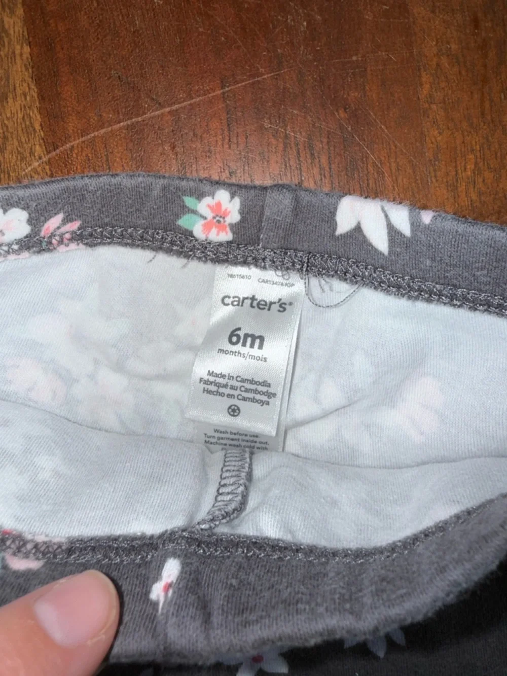 Carter's‎ Gray Leggings with Pink & Mint Floral Print